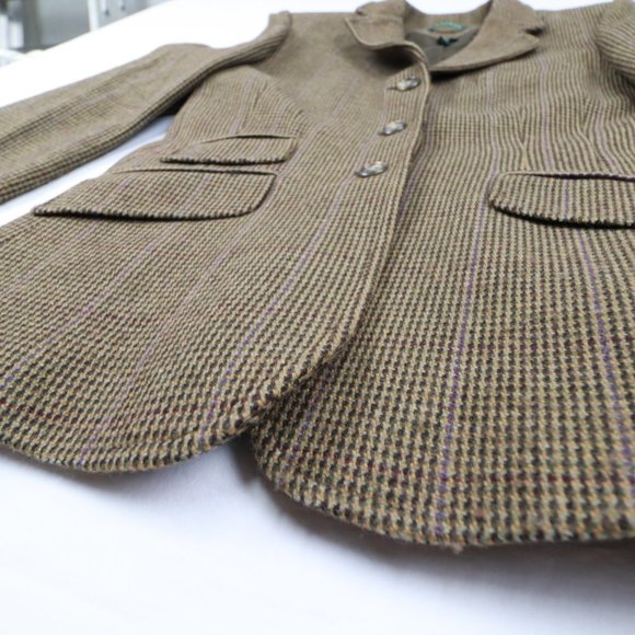 RALPH LAUREN BROWN PURPLE MULTI HOUNDS-TOOTH BLAZER JACKET SIZE 12 - Picture 5 of 15